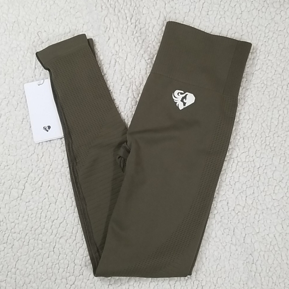 Women's Best Power Seamless Leggings Khaki Size S NWT - Picture 2 of 6